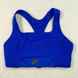 Womens Nike Blue Medium Support Swoosh Sports Bra Size S gym workout